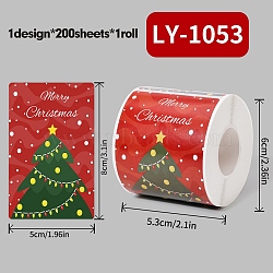 200Pcs Christmas Theme Paper Self-Adhesive Stickers, for Presents Decoration, Colorful, 80x50x0.1mm(DIY-M070-02J)