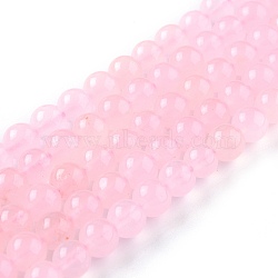 Natural White Jade Beads, Round, Dyed, Pink, 8mm, Hole: 1mm, about 49pcs/strand, 15.16 inch(38.5cm)(G-J390-C02-10)