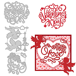 3Pcs 3 Styles Valentine's Day Theme Carbon Steel Cutting Dies Stencils, for DIY Scrapbooking, Photo Album, Decorative Embossing Paper Card, Stainless Steel Color, Love You, Word, 7.5~10.2x8.6~9.2x0.08cm, 1pc/style(DIY-WH0309-646)