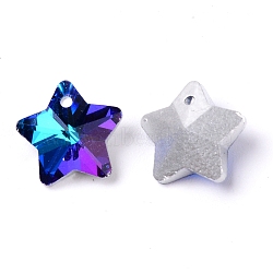 Glass Charms Pendants, DIY Accessories for Jewelry Making, Faceted Star, Blue, 12.5x13x6.5mm, Hole: 1.4mm(GLAA-WH0025-53A)