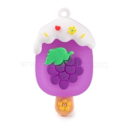 Ice Cream with Fruit PVC Plastic Pendants, Grape, 52.5x29.5x19mm, Hole: 3mm(KY-S172-11C)