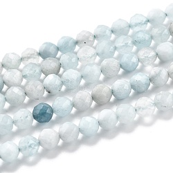 Natural Aquamarine Beads Strands, Faceted, Round, 6mm, Hole: 1mm, about 67pcs/strand, 15.35 inch(39cm)(G-H266-04)