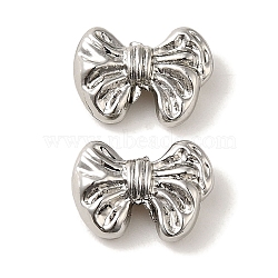 Rack Plating Alloy Beads, Cadmium Free & Nickel Free & Lead Free, Bowknot, Platinum, 9.5x13x4.5mm, Hole: 1.6mm(PALLOY-P304-37P)