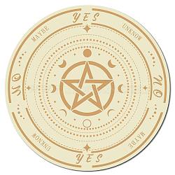 Carved Wooden Board, Flat Round, Star Pattern, 200x5mm(AJEW-WH0251-78H)