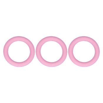 3Pcs Ring Silicone Focal Beads, Chewing Beads  For Teethers, DIY Nursing Necklaces Making, Pink, 65x9.5mm, Hole: 3mm, Inner Diameter: 44mm