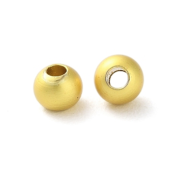 Rack Plating Brass Spacer Beads, Long-Lasting Plated, Lead Free & Cadmium Free, Round, Matte Gold Color, 4x3mm, Hole: 1.5mm