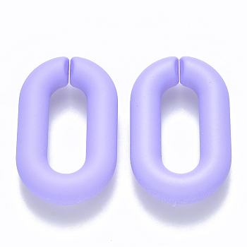 Opaque Spray Painted Acrylic Linking Rings, Quick Link Connectors, for Cable Chains Making, Oval, Lilac, 31x19.5x5.5mm, Inner Diameter: 19.5x7.5mm
