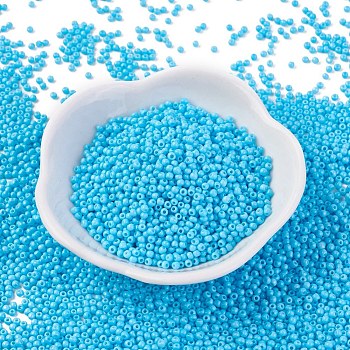 12/0 Grade A Round Glass Seed Beads, Baking Paint, Sky Blue, 12/0, 2x1.5mm, Hole: 0.7mm, about 30000pcs/bag
