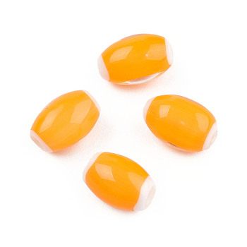 Handmade Lampwork Beads Strands, Oval, Orange, 10.5~11.5x7.5~8mm, Hole: 1.2~2mm, about 34~37pcs/strand, 15.75 inch~15.94 inch(40~40.5cm)