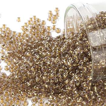 TOHO Round Seed Beads, Japanese Seed Beads, (754) Gold Lined Pink, 11/0, 2.2mm, Hole: 0.8mm, about 5555pcs/50g
