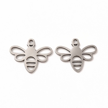 201 Stainless Steel Charms, Hollow Out Bees, Stainless Steel Color, 16x13.5x1mm, Hole: 1mm