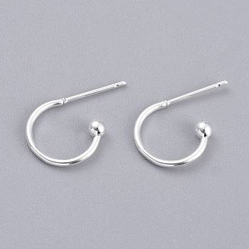 304 Stainless Steel Earring Hooks, Silver, 12.5x18.5x2.5mm, Pin: 0.8mm