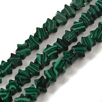 Synthetic Malachite Beads Strands, Star, 6x5.5x2mm, Hole: 0.8mm, about 75pcs/strand, 14.57 inch(37cm)