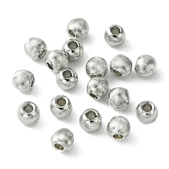 Brass Beads, Round, Real Platinum Plated, 3.8x3.2mm, Hole: 1.4mm