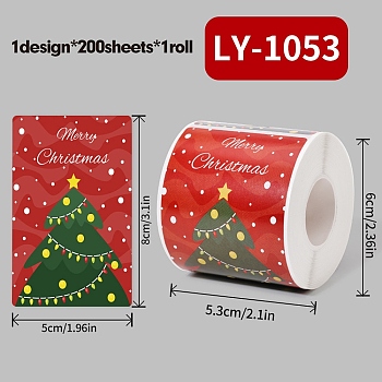 200Pcs Christmas Theme Paper Self-Adhesive Stickers, for Presents Decoration, Colorful, 80x50x0.1mm