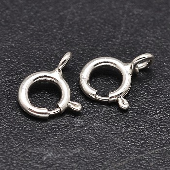 925 Sterling Silver Spring Ring Clasps, Silver, 8x5x1.2mm, Hole: 1.8mm, about 173pcs/20g