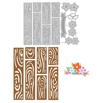 Carbon Steel Cutting Dies Stencils, for DIY Scrapbooking, Photo Album, Decorative Embossing Paper Card, Stainless Steel Color, Wood Grain Pattern, 162x124x0.8mm