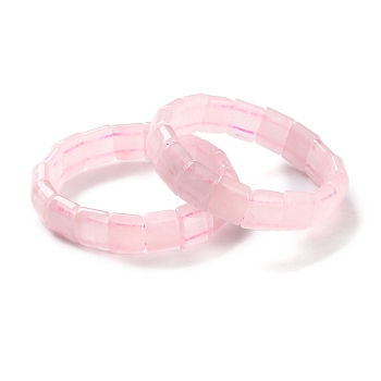 Natural Rose Quartz Beaded Stretch Bracelets for Women, Rectangle, Inner Diameter: 2-1/4 inch(5.8cm)