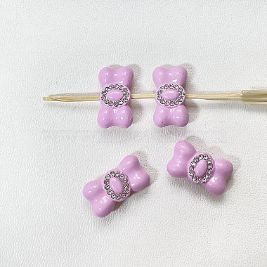 Pearl Pink Bowknot Alloy+Rhinestone Beads