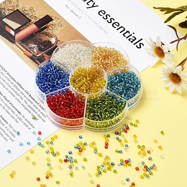 7 Colors Glass Round Seed Beads(SEED-YW0001-24B-01)-7
