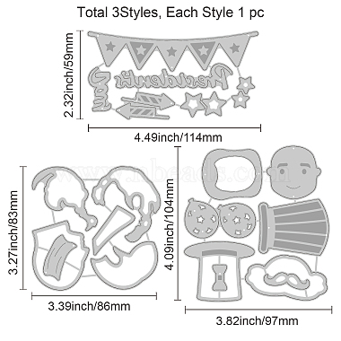 3piezas 3 estilos de plantillas de troqueles de corte de acero al carbono del día del presidente(DIY-WH0309-730)-6