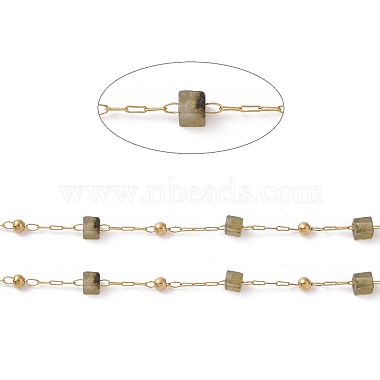 Natural Labradorite Square Beaded Chains(AJEW-J035-02G-05)-2