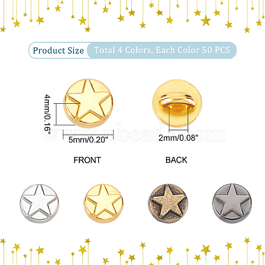 Elite 200Pcs 4 Colors Alloy Shank Buttons(DIY-PH0008-71)-4