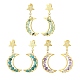 3 Pair 3 Style Natural Mixed Gemsotne Beaded Moon & Star Dangle Stud Earrings(EJEW-TA00320)-1