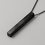 304 Stainless Steel Pendant Necklaces, Blank Rectangle, Black, 17.95 inch(45.6cm)(NJEW-WH0016-51EB)