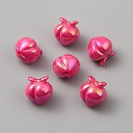 UV Plating Opaque Acrylic Beads, Iridescent, Peach, Camellia, 18x17.5x16mm, Hole: 2mm(OACR-A039-01D)