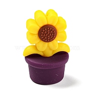 Sunflower Food Grade Eco-Friendly Silicone Beads, Chewing Beads For Teethers, DIY Nursing Necklaces Making, Purple, 30x19mm, Hole: 1.5mm(SIL-B046-08)