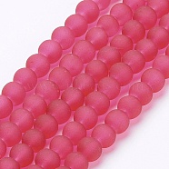 Transparent Glass Bead Strands, Frosted, Round, Crimson, 6mm, Hole: 1.3~1.6mm, about 140pcs/strand, 31.4 inch(GLAA-S031-6mm-40)