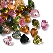 Faceted Natural Tourmaline Cabochons, Pointed Back, Heart Shape, Mixed Color, 4x4x2mm(G-I295-05C-12B)