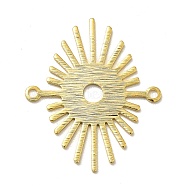 Brass Connector Charms, Sun Links, Long-Lasting Plated, Cadmium Free & Lead Free, Real 24K Gold Plated, 24x20.5x0.5mm, Hole: 1.2mm(KK-H435-14G)