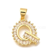 Rack Plating Brass Micro Pave Cubic Zirconia Pendants, Long-Lasting Plated, Lead Free & Cadmium Free,Real 18K Gold Plated, Letter Charms, Letter Q,16.5x14x2mm Hole: 5x3mm(KK-L226-100G-Q)