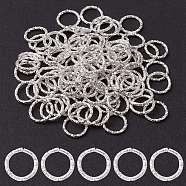 Iron Linking Rings, Textured, Round Ring, Unwelded, Silver Color Plated, 10mm(IFIN-YW0001-89S)
