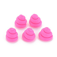 Handmade Polymer Clay Beads, Half Drilled, Vortex Shaped, Hot Pink, 11~13x12.5~13.5mm, Hole: 3mm(CLAY-N006-103A)