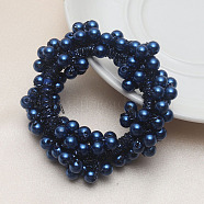 ABS Imitation Bead Wrapped Elastic Hair Accessories, for Girls or Women, Also as Bracelets, Marine Blue, 60mm(OHAR-PW0007-49I)