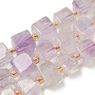 Natural Amethyst Beads Strands, Cube, with Seed Beads, 6~7x6~7x6~7mm, Hole: 1mm, about 41pcs/strand, 15.35''(39cm)(G-G053-B13-01B)