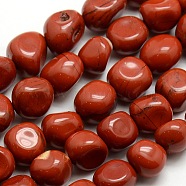 Nuggets Natural Red Jasper Beads Strands, Tumbled Stone, 10~12x8~12mm, Hole: 1mm, about 36pcs/strand, 16.1 inch(G-P062-01)