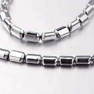 Electroplate Non-magnetic Synthetic Hematite Bead Strands, Rectangle, Silver Plated, 6x4x3mm, Hole: 1mm, about 67pcs/strand, 15.7 inch(G-F300-01B-01)