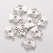 201 Stainless Steel Charms, Angel, Stainless Steel Color, 14.3x12x1mm, Hole: 1.5mm(STAS-Q201-T178)
