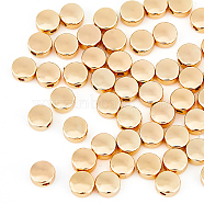 50Pcs Brass Spacer Beads, Nickel Free, Flat Round, Real 18K Gold Plated, 5x3mm, Hole: 1mm(KK-HY0001-12)