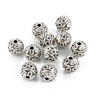 Tibetan Style Alloy Beads, Round, Antique Silver, 8x7.5mm, Hole: 1.6mm(PALLOY-P244-12AS)