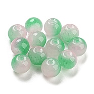 Two Tone Spray Painting Glass Beads, Imitation Jade Glass, Round, Green, 10mm, Hole: 1.8mm, 200pcs/bag(GLAA-L046-03I)