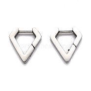 304 Stainless Steel Huggie Hoop Earrings, Diamond Shape, Stainless Steel Color, 14.5x13x3mm, Pin: 1mm(STAS-J033-17A-P)
