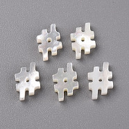 Natural White Shell Mother of Pearl Shell Beads, Carved, Symbol #, WhiteSmoke, 13x8.5x2.5mm, Hole: 0.9mm(SSHEL-R144-11)