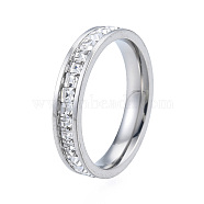 Crystal Rhinestone Finger Ring, 201 Stainless Steel Jewelry for Women, Stainless Steel Color, Inner Diameter: 17mm(RJEW-N043-23P)