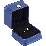 Gorgecraft PU Imitation Leather Ring Gift Boxes, with Velvet Inside, for Wedding, Jewelry Storage Case, Rectangle, Dark Blue, 5.8x5.9x4.5cm, Inner diameter: 49x44mm(CON-GF0002-09B)