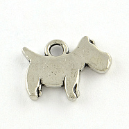 Tibetan Style Alloy Puppy Charms, Dog Silhouette, Cadmium Free & Nickel Free & Lead Free, Antique Silver, 11.5x15.5x2mm, Hole: 2mm(X-TIBEP-R336-184AS-FF)